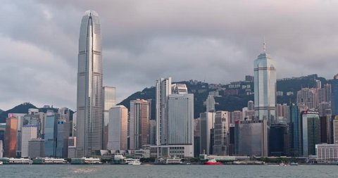 Victoria Harbor, Hong Kong 13 April 2018:- Hong Kong urban skyline 