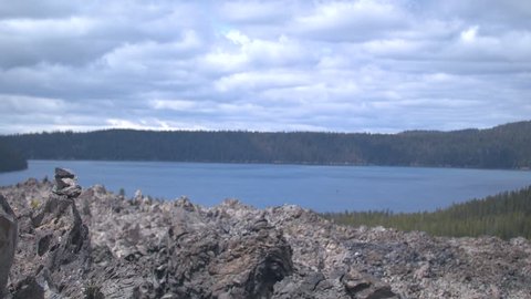 Footage from the obsidian flows looking at Paulina Lake. 