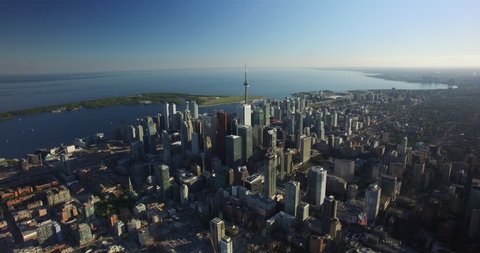 Aerial of Downtown Toronto Skyline 4K