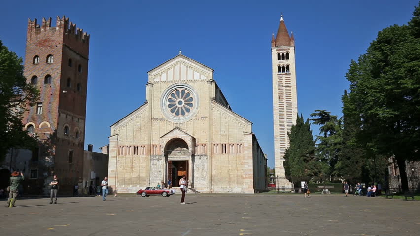 VERONA, ITALY - APRIL 2018; Basilica Of San Zeno In Verona, Italy