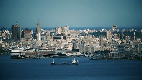 Montevideo, Capital of Uruguay. Circa 2012. Blue Tone. Zoom In.