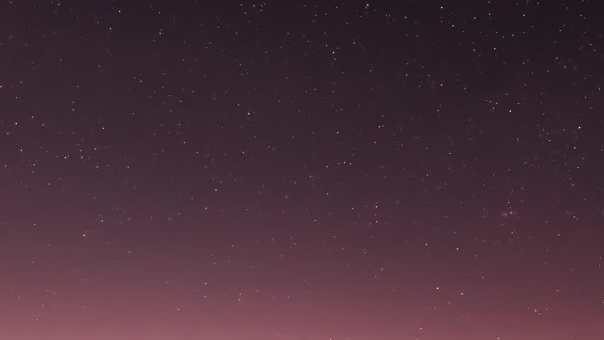 Natural Night Starry Sky Above Summer Field Meadow. Glowing Stars And Sunset Sunrise Lights Above Landscape.