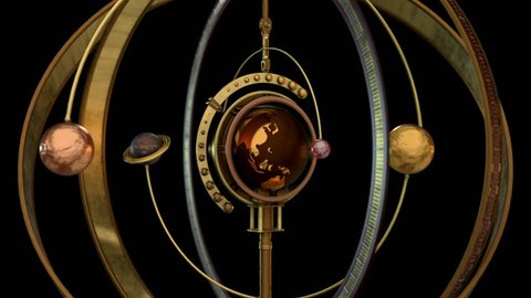 3D STEAMPUNK Solar System TRANSITION. Ideal 3D model animation for Science fiction movies, TV shows, intro, news, commercials, retro, fantasy, steampunk related projects etc. Includes ALPHA MATTE.