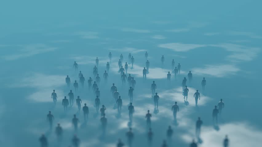 3D People go to the night. Blue fog. The crowd is moving into the distance. Throng goes in one direction.
Mysterious world. Way to paradise. Lens Effect tilt shift. Defocused background. 3D rendering