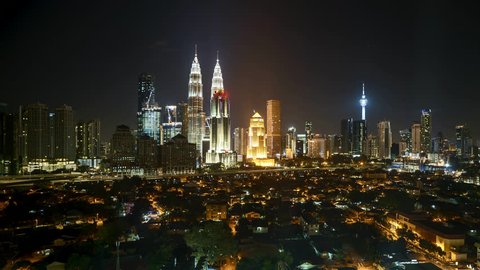 Beautiful Dramatic City Skyline Overlooking Expressway Stock Footage ...