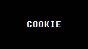 retro videogame COOKIE word text computer tv glitch interference noise screen animation seamless loop New quality universal vintage motion dynamic animated background colorful joyful video m