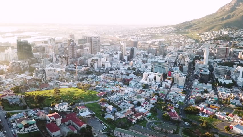 Aerial view across the CBD of Cape Town, South Africa