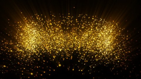 Abstract motion Gold background. Bokeh and glitter lights. Turbulence particles.