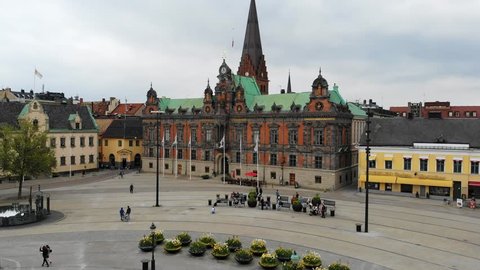 MALMO, SWEDEN - CIRCA 2017: Aerial view of Stortorget Square.