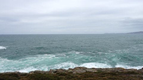 The rocky coast of the Atlantic Ocean in the city La Coruña, Spain.