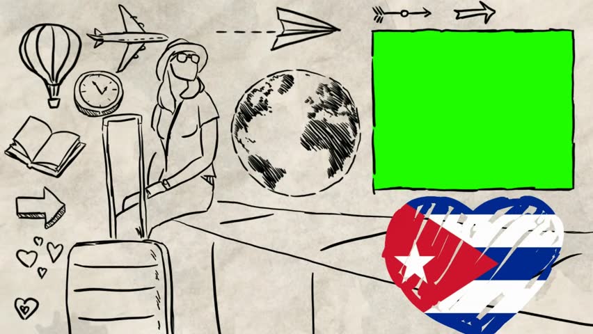 Cuba hand drawn tourism