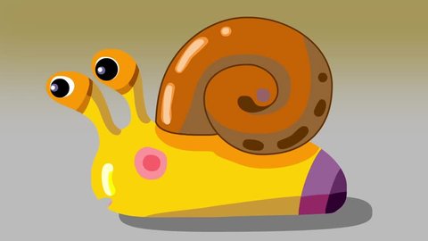 Isolated slow cartoon snail with alpha. Shadow as option.  Slow motion animal.