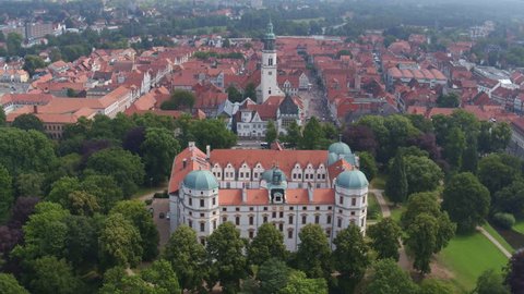 Celle / Germany - 07-29-2016: Aerial total shot of rectangle shape castle