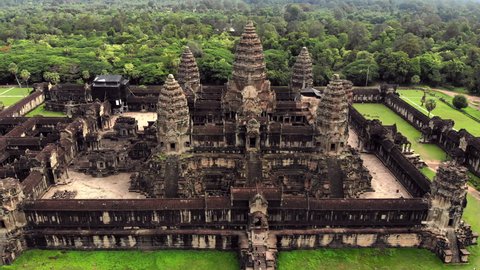 Angkor Wat temple, Siem Reap, Cambodia, aerial view.