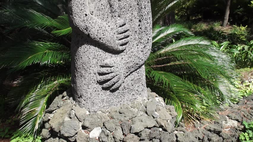Dol hareubang, also called tol harubang, hareubang, or harubang - Traditional Statue Guard of Jeju Island in South Korea. Sculpture Made of Volcanic Rock