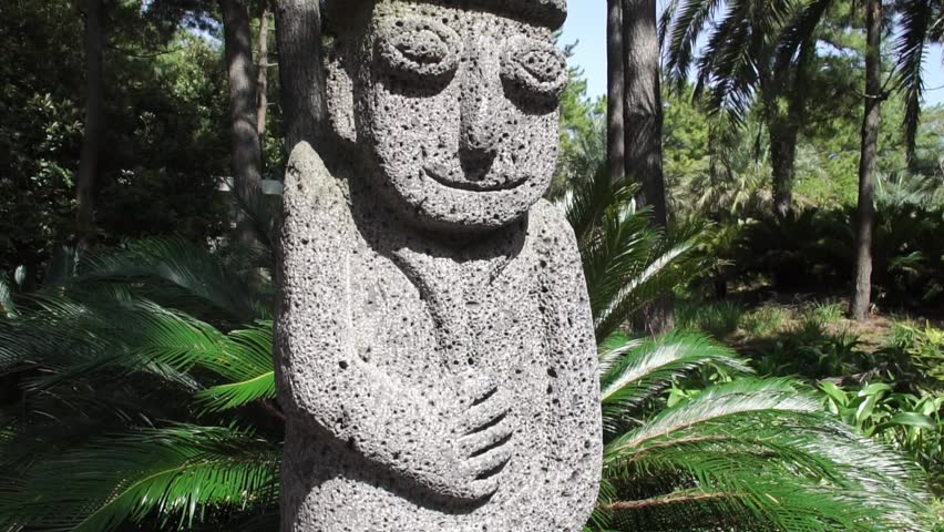 Dol hareubang, also called tol harubang, hareubang, or harubang - Traditional Statue Guard of Jeju Island in South Korea. Sculpture Made of Volcanic Rock