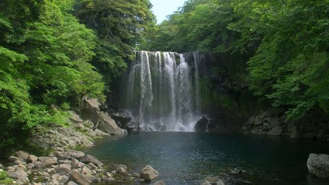 Cheonjeyeon Waterfall on Jeju Island, South Korea