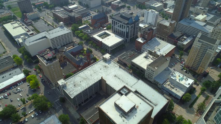 Downtown Birmingham Alabama USA camera tilt down