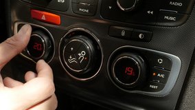 Car air conditioning system setting on dial wheel 4K video