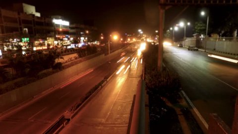 Mumbai City, India. Slow shutter time lapse of a freeway at night