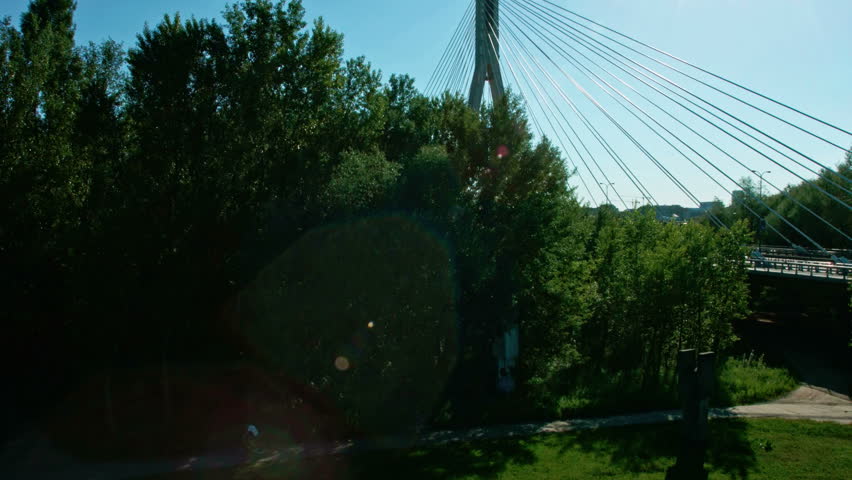 Panorama on Warsaw from the side of the Vistula, drone shot