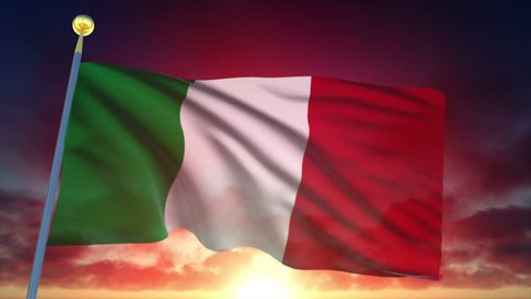 Italy Flag at Sunset.
