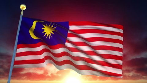 Malaysia Flag at Sunset.