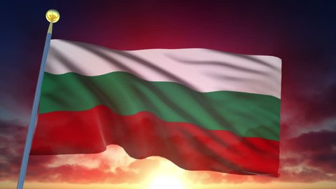 Bulgaria Flag at Sunset.