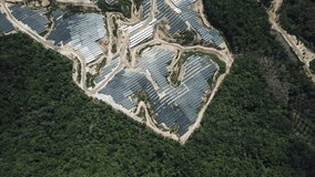 Aerial footage solar energy plant 