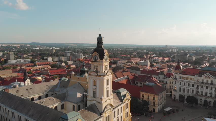 Aerial video of Pecs, Hungary