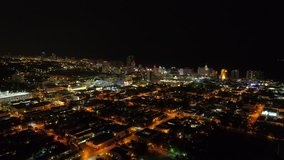 Aerial night b roll footage of Miami Beach Florida