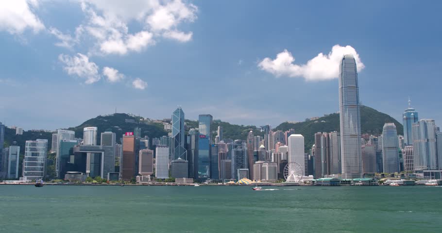 Victoria Harbour, Hong Kong 13 April 2018:- Hong Kong skyline | Shutterstock HD Video #1012134083