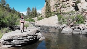 Man Fly Fishing in South Platte River Colorado