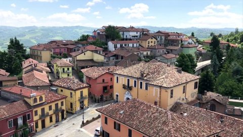 The beautiful small town of Diano d'Alba and the surrounding panorama of Piedmont region in Northern Italy.