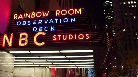 NEW YORK CITY, NEW YORK - November 22: Outside of NBC Studios entrance to Rainbow Room in New York City, NY on November 22, 2017.