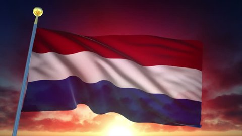 Netherlands Flag at Sunset - 25 fps - Loop Animation
