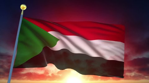 Sudan Flag at Sunset - 25 fps - Loop Animation
