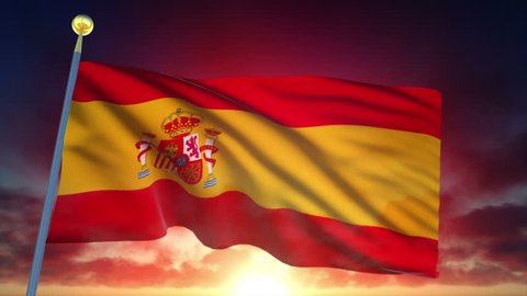 Spain Flag at Sunset - 25 fps - Loop Animation