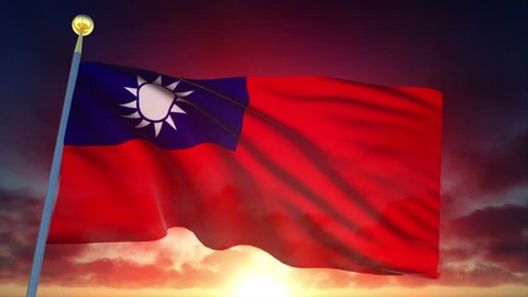 Taiwan Flag at Sunset - 25 fps - Loop Animation