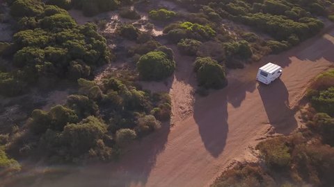 Aerial Drone follows a car - Australian beautiful Nature green Landscape 4k