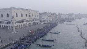Aerial footage drone view of Venezia, historic building in Venezia Veneto Italy // no video editing