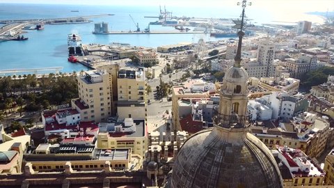 aerial photography of the old city Malaga, spain, cityscape from the sky