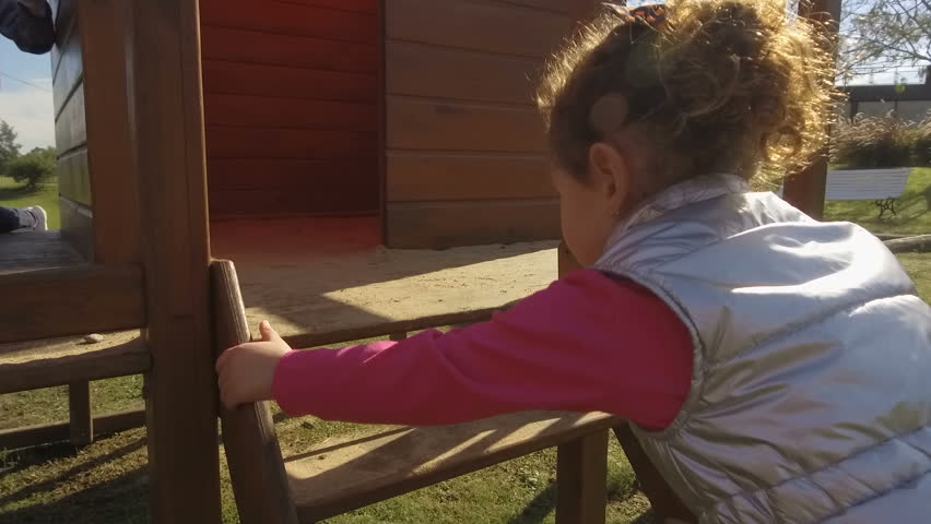 Active Little Child Girl Play On Park Playground running Slow Motion – Gimbal / Steadicam