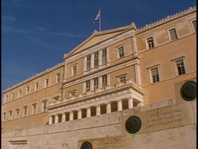GREECE, 1999, Athens, Greek Parliament Building, pan right