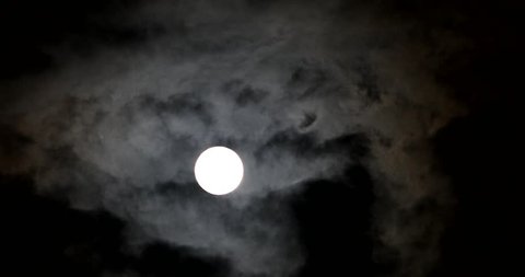 4k Real Time Full Moon In The Cloudy Sky
