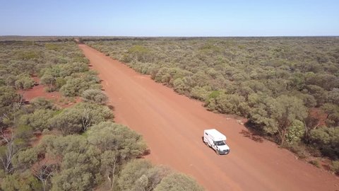 Aerial Landscape - Australia beautiful Nature - Drone follows caravan 4k