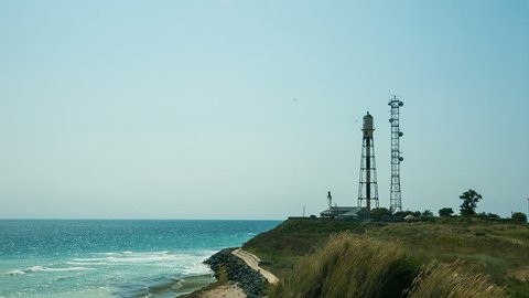 Radar station and lighthouse at the Black Sea