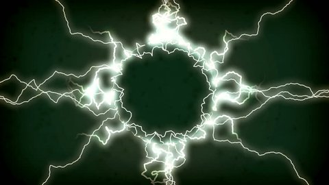 Magic circle round frame electricity energy white lightning cartoon animation
