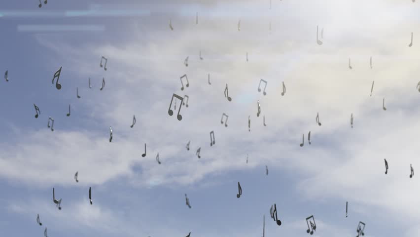 music background with 3D render notes
