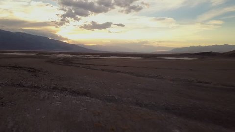 Aerial Sunset Footage over Death Valley, California.